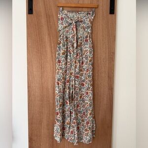 Patrons of Peace tie-front jumpsuit floral strapless size small